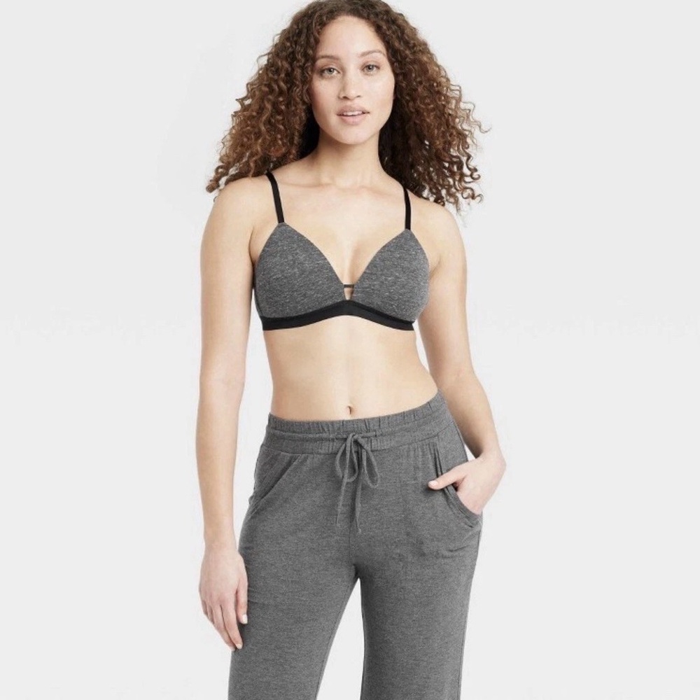 Auden 34D Dark Gray Bra Lightly Lined Wireless Comfy Wire Free Smooth - Picture 2 of 8